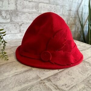 ANGELA William Cloche Women’s 100% wool vintage‎ style red